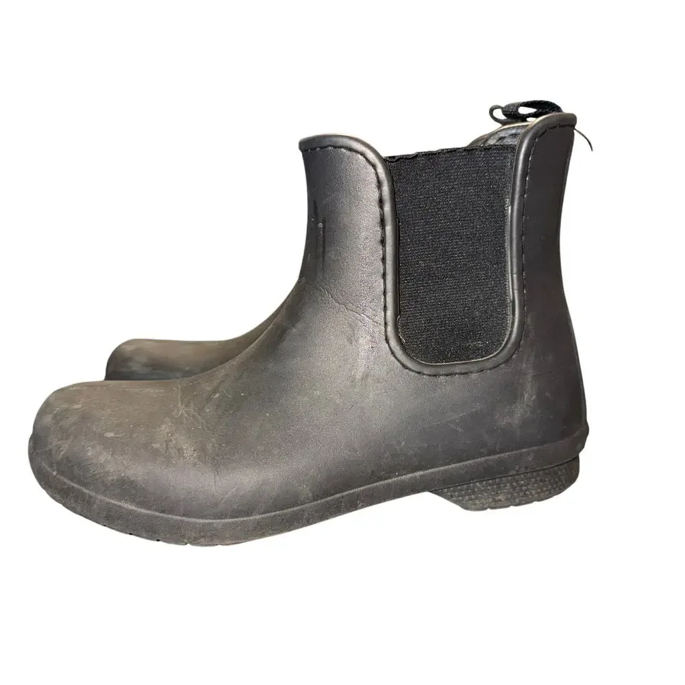 Crocs Dual Comfort Freesail Chelsea Ankle Rain Boot Women's Size 8 Black Shoes